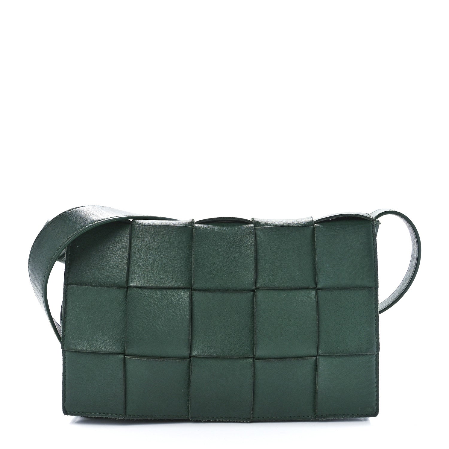 Bottega Veneta Lambskin Maxi Intrecciato Cassette Crossbody Bag Raintree Green 1 of 12