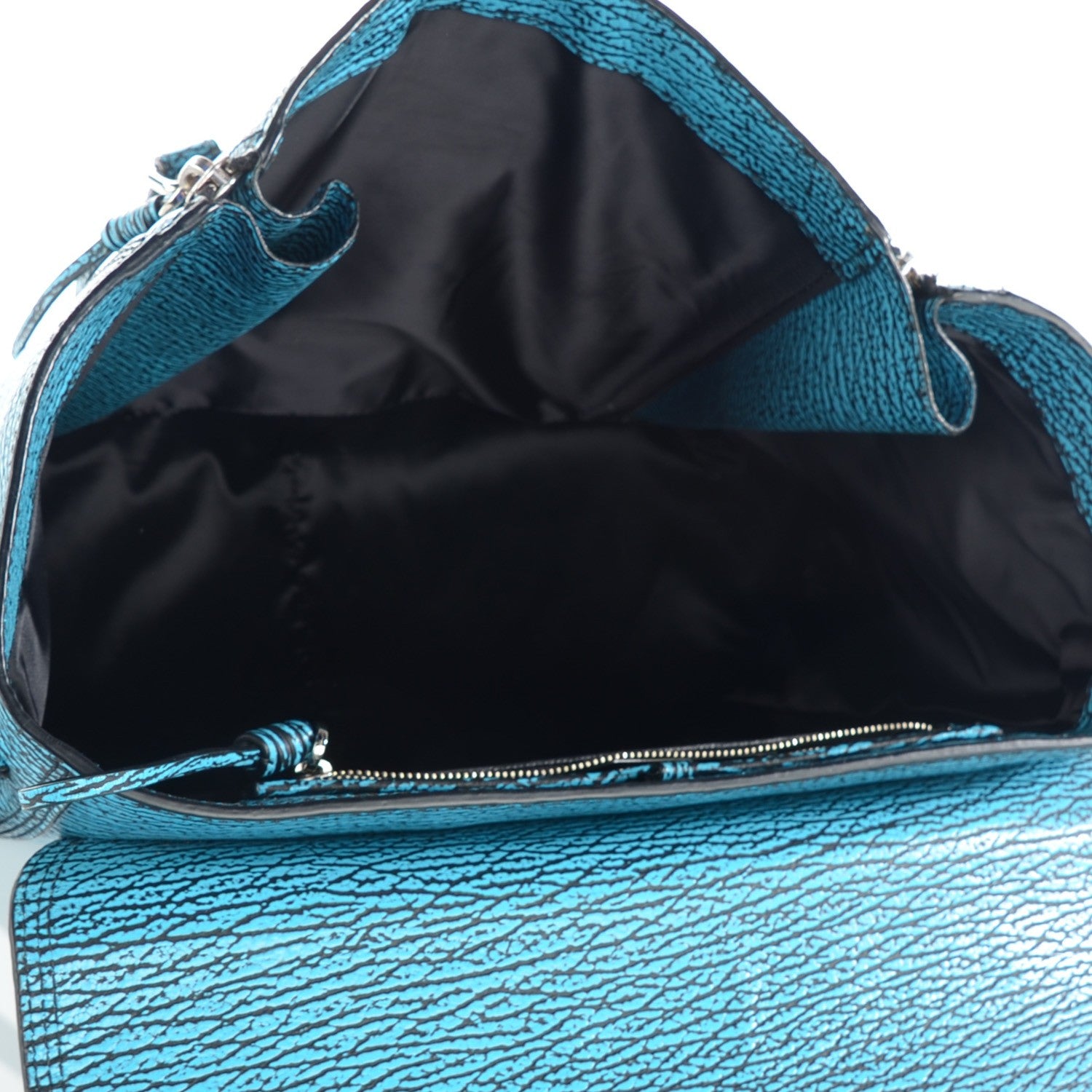 3.1 Phillip Lim 3.1 Textured Calfskin Large Pashli Satchel Turquoise Black 5 of 8