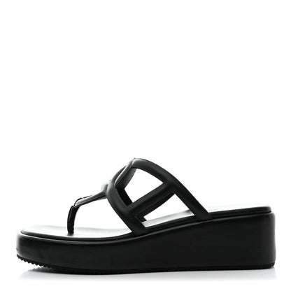 Hermes Nappa Gipsy Sandals 40 Black 1 of 8