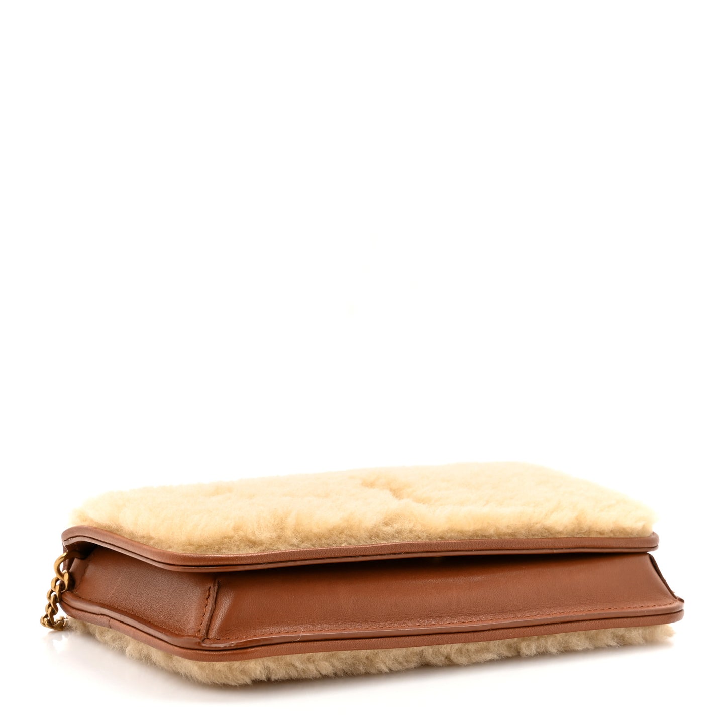 Shearling Monogram Phone Holder Crossbody Brown