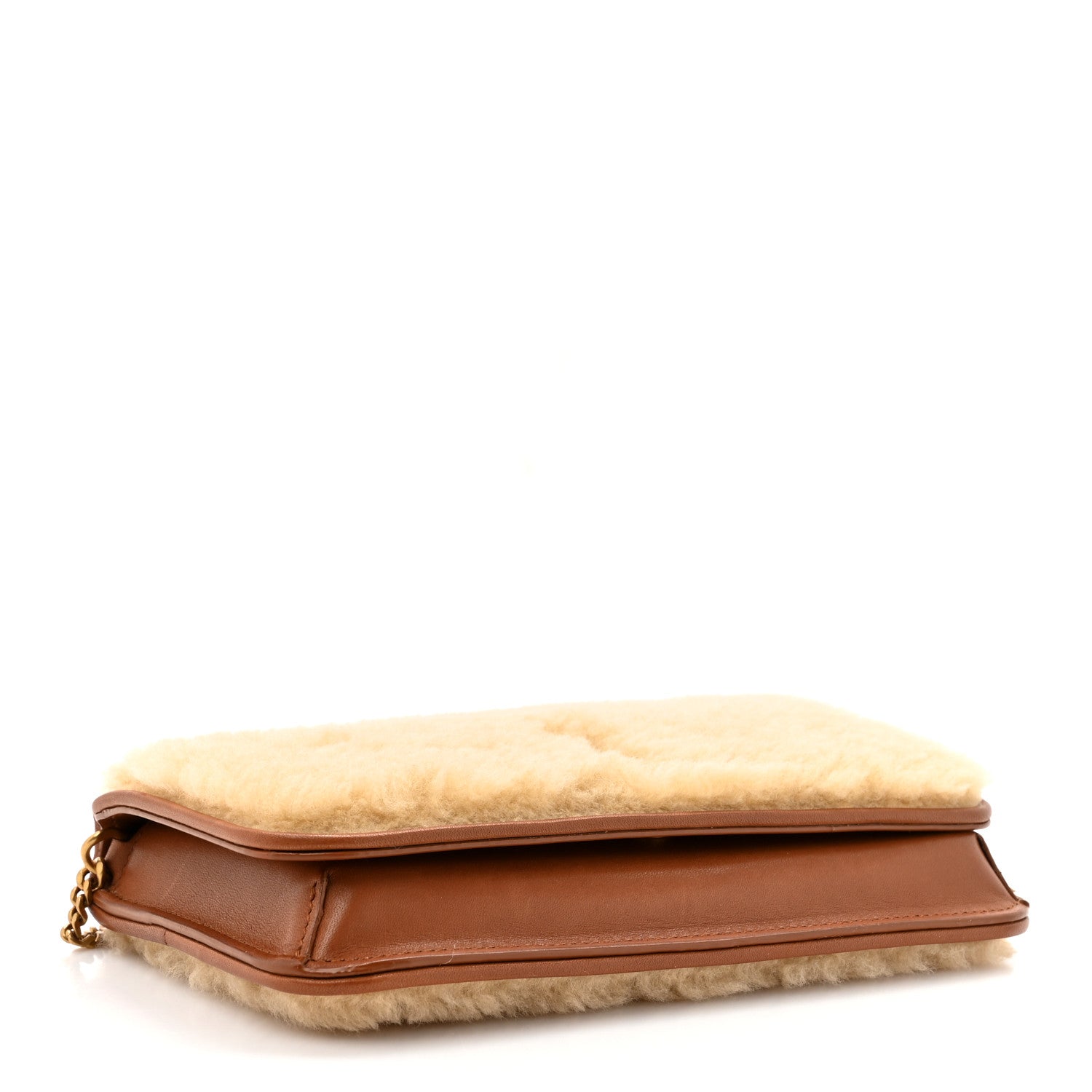 Saint Laurent Shearling Monogram Phone Holder Crossbody Brown 4 of 10