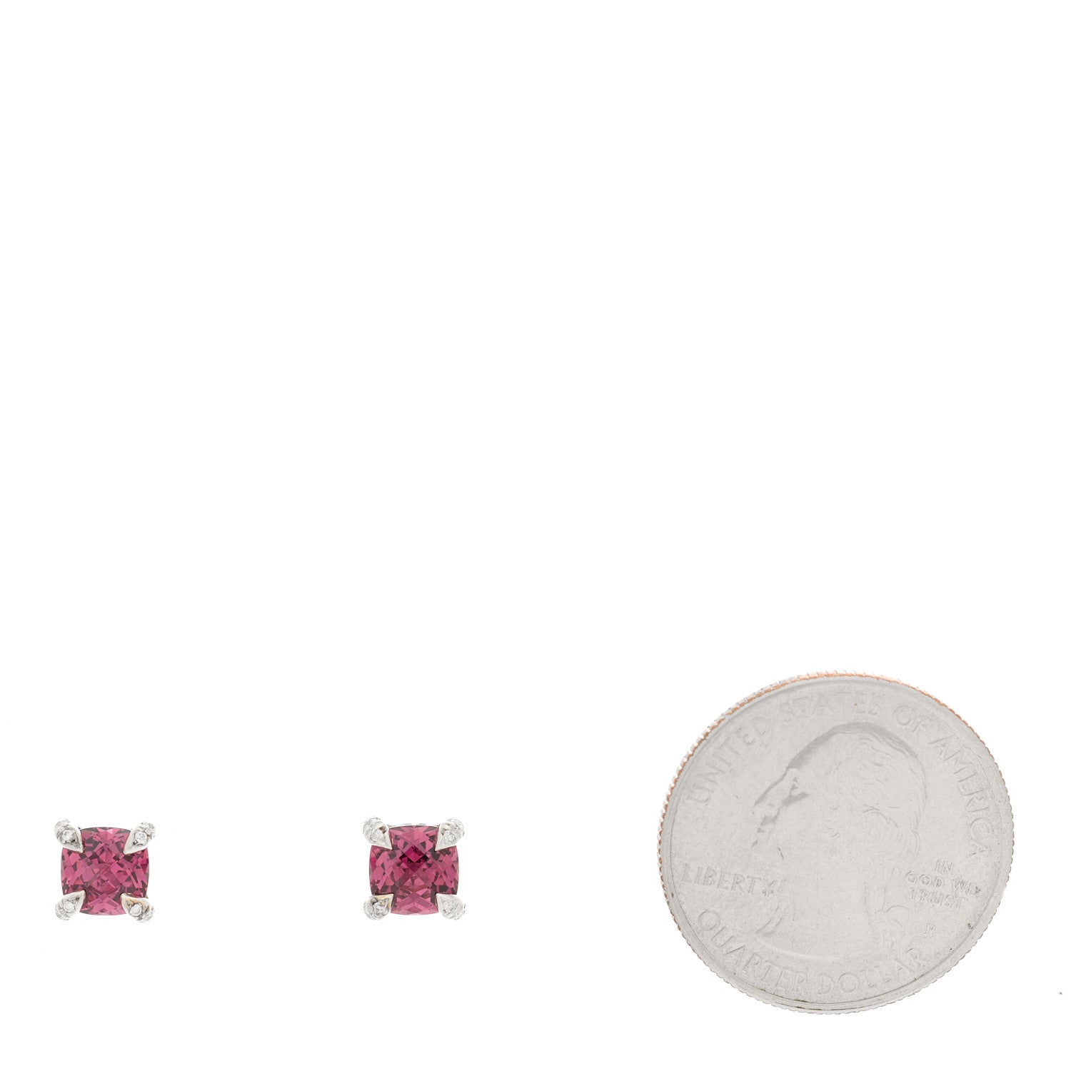 David Yurman Sterling Silver Diamond Rhodolite Petite Chatelaine Earrings 2 of 4