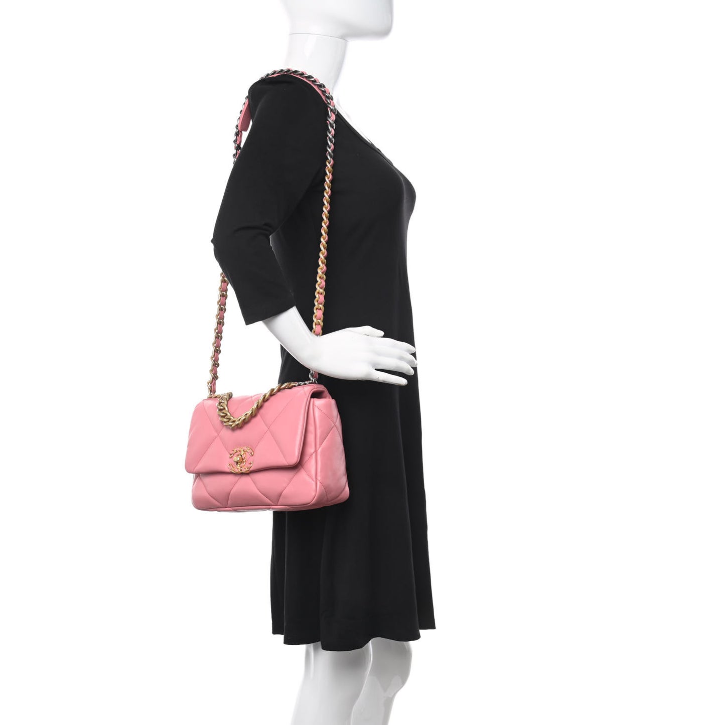 Lambskin Quilted Medium Chanel 19 Flap Pink