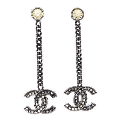 Chanel Crystal CC Drop Earrings Ruthenium 1 of 5