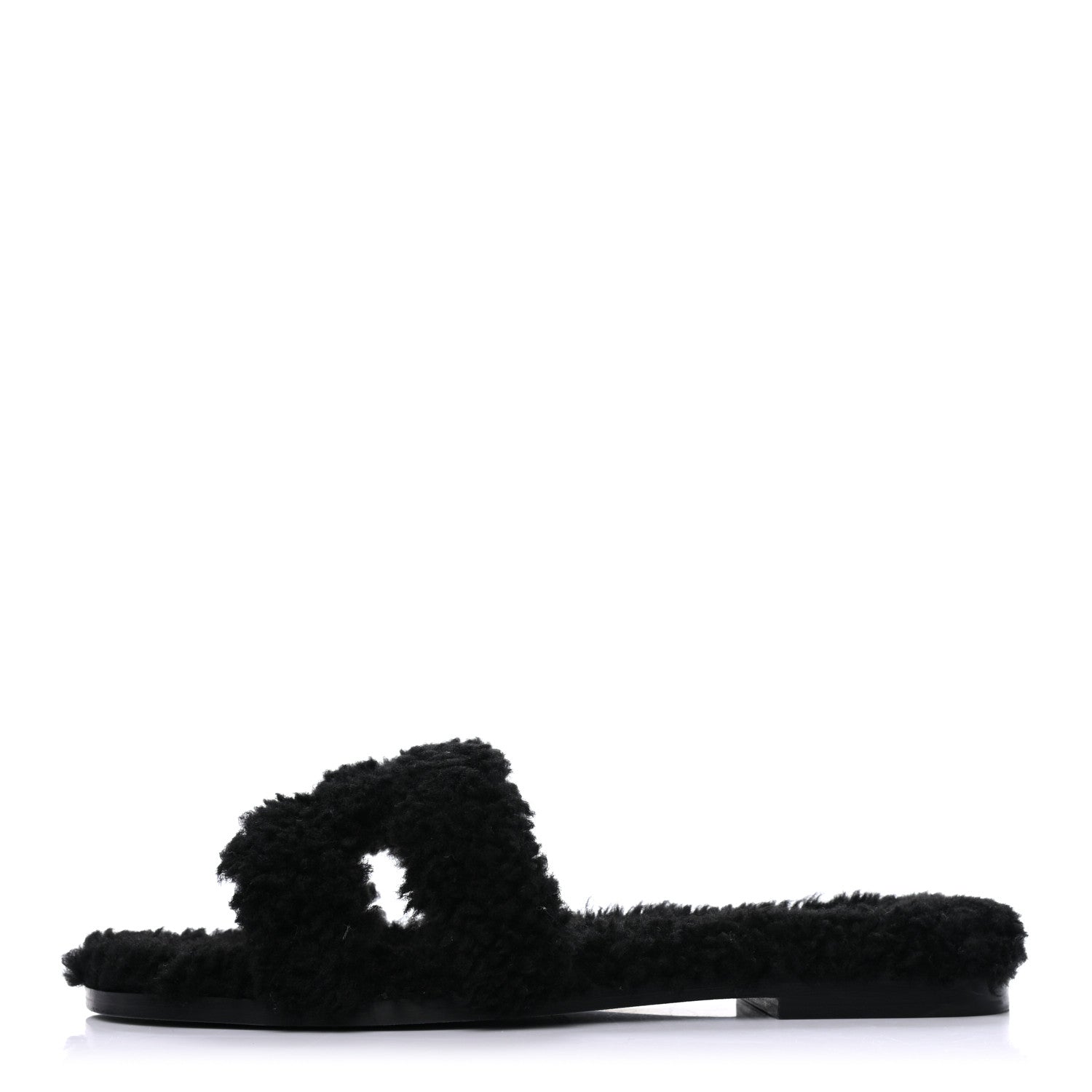 Hermes Woolskin Oran Sandals 36 Black 1 of 7