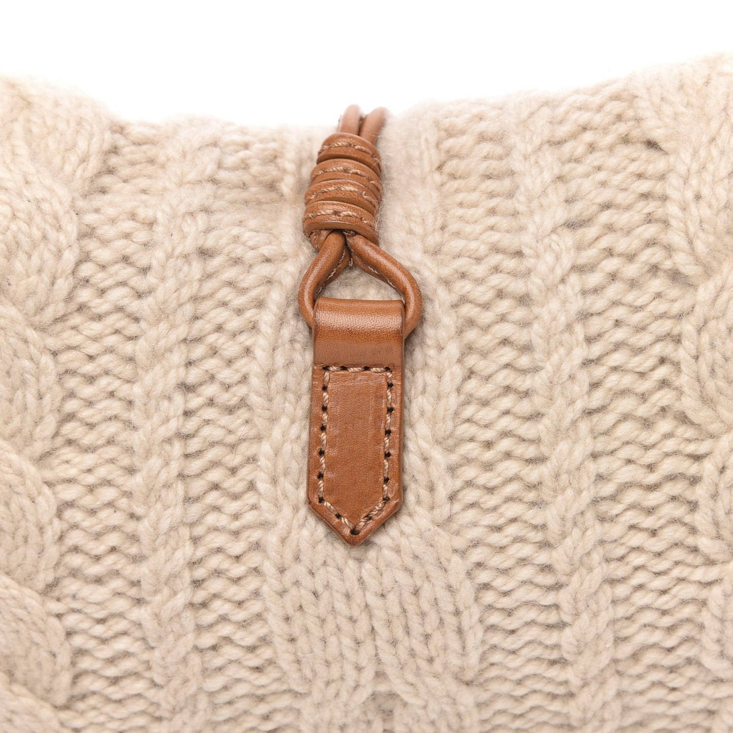 Cashmere Knit Catch Satchel Beige