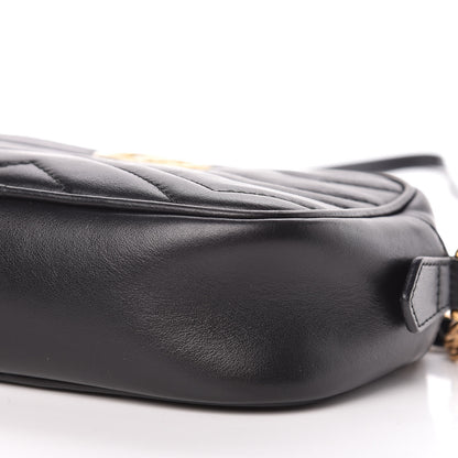 Gucci Calfskin Matelasse Mini GG Marmont Chain Shoulder Bag Black 6 of 9
