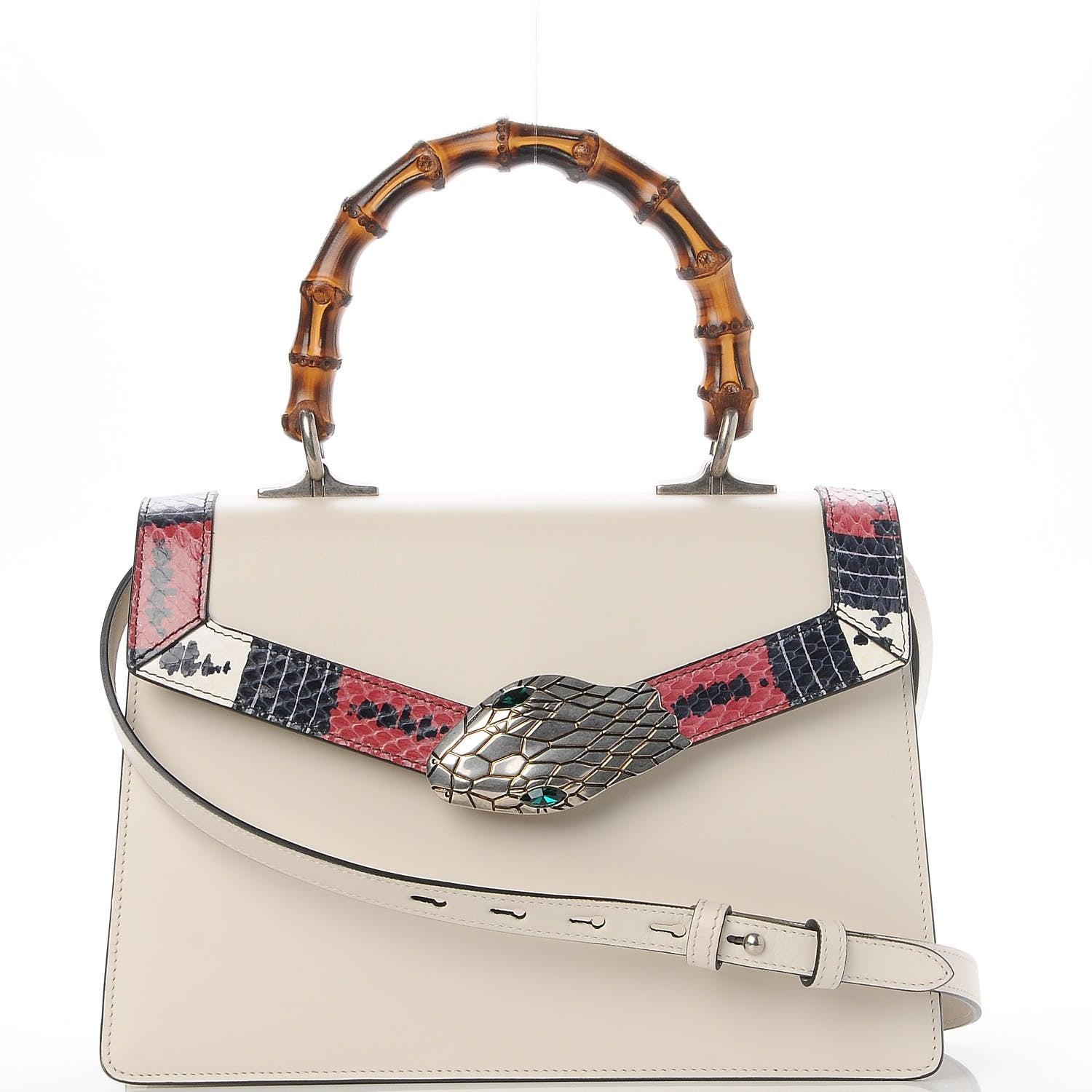 Gucci Calfskin Snakeskin Small Lilith Top Handle Bag White 1 of 8