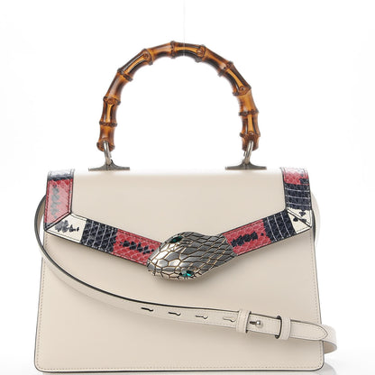 Gucci Calfskin Snakeskin Small Lilith Top Handle Bag White 1 of 8