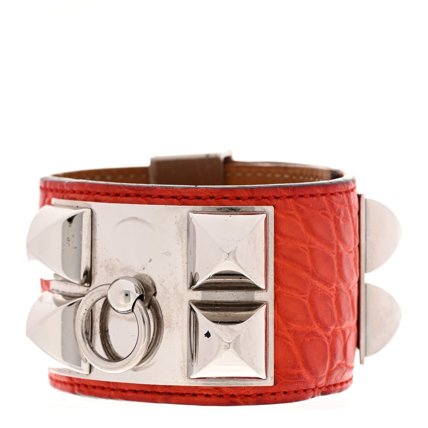 Hermes Matte Alligator Collier De Chien CDC Bracelet S Geranium 1 of 6