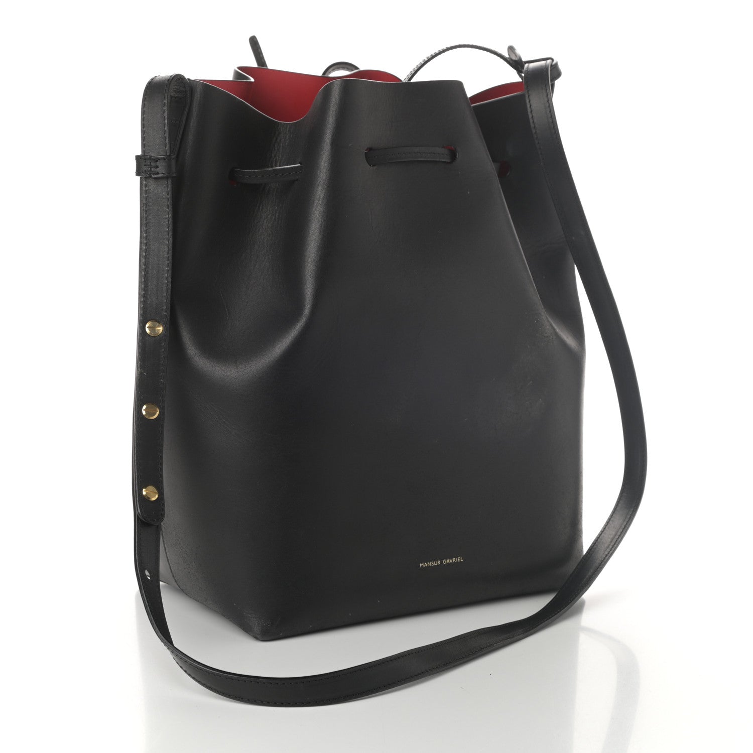 Mansur Gavriel Vegetable Tanned Calfskin Bucket Bag Black Flamma 3 of 9