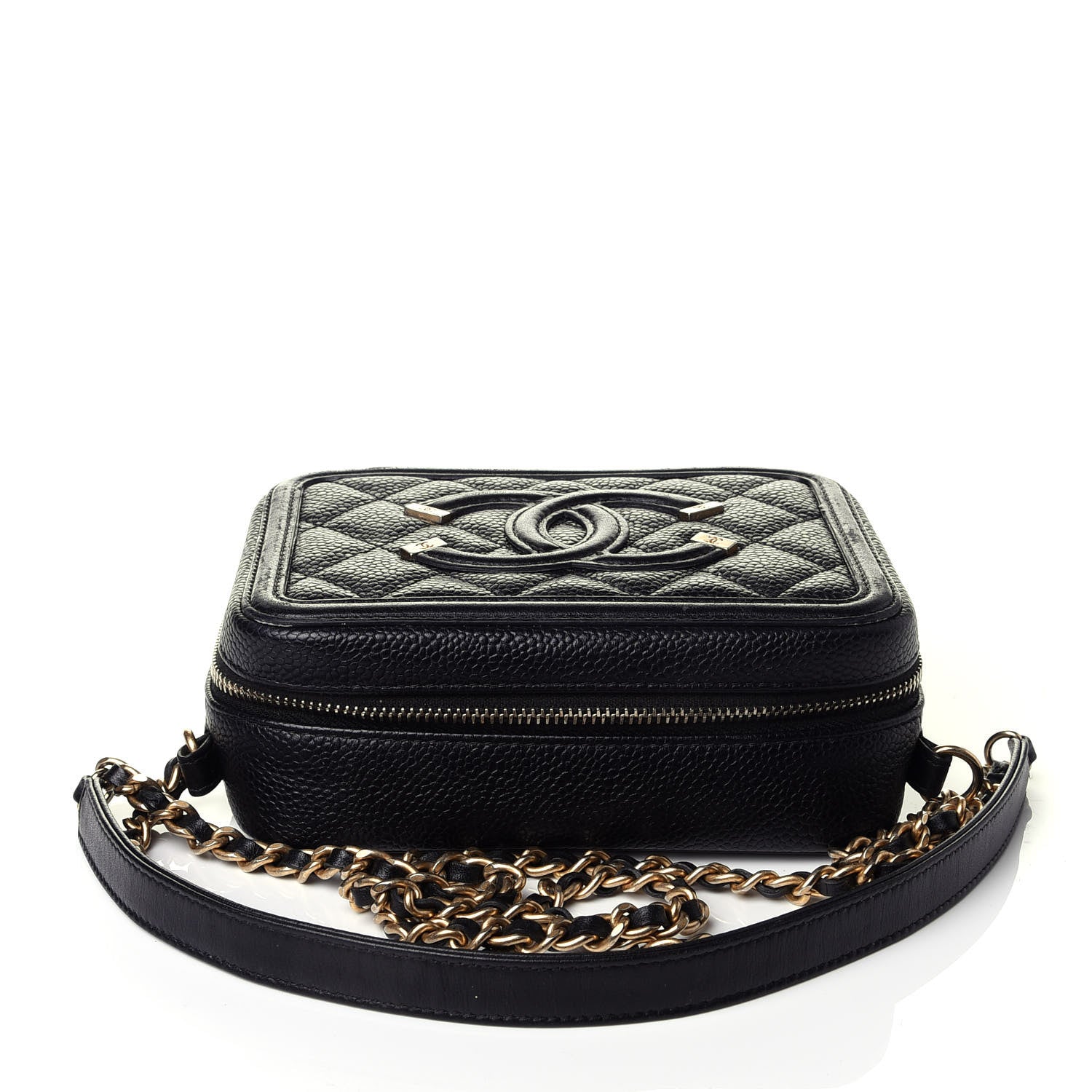 Chanel Caviar Quilted CC Filigree Vanity Clutch With Chain Black 10 of 11