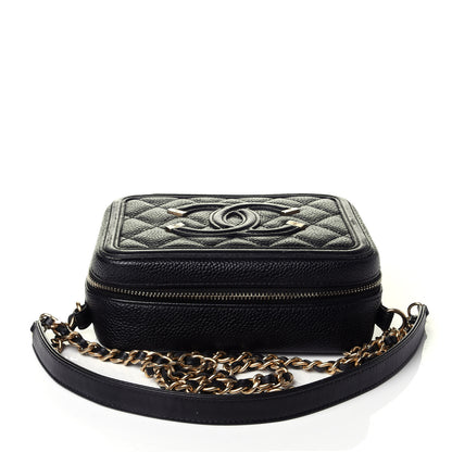 Chanel Caviar Quilted CC Filigree Vanity Clutch With Chain Black 10 of 11