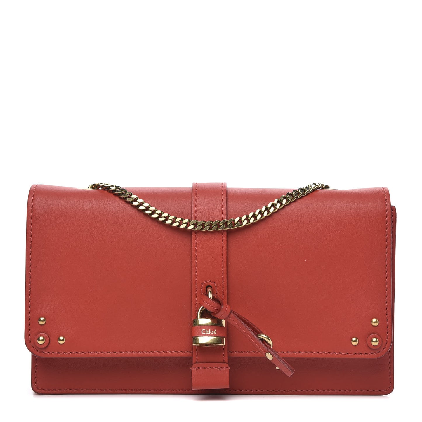 Calfskin Aurore Wallet on Chain Red