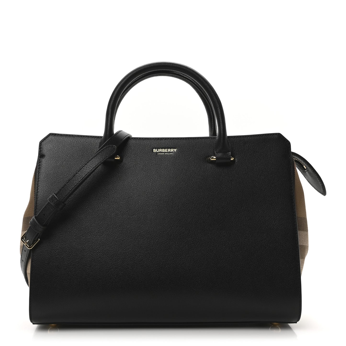 Calfskin Mega Check Small Banwell Tote Black