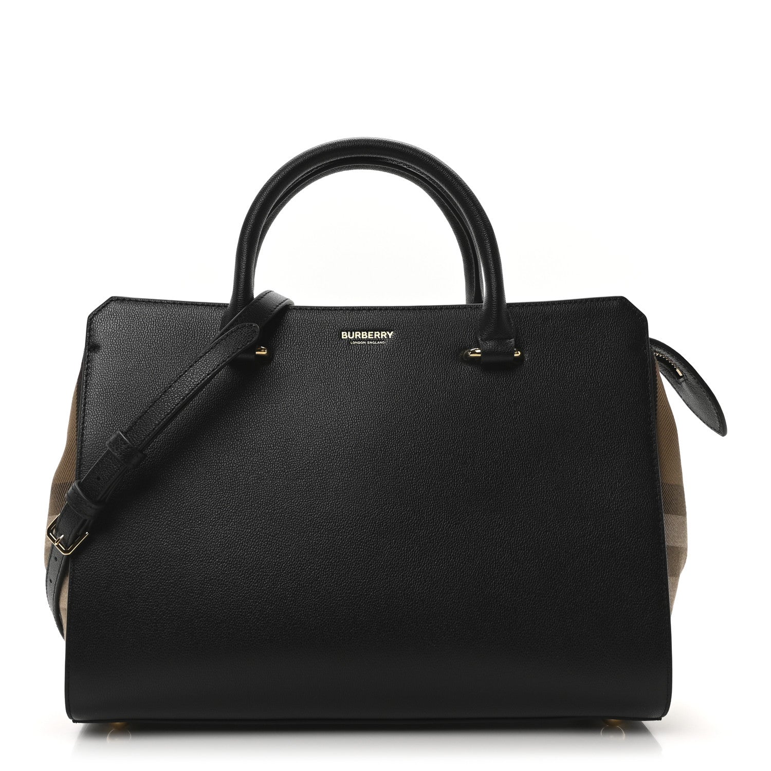 Burberry Calfskin Mega Check Small Banwell Tote Black 1 of 9