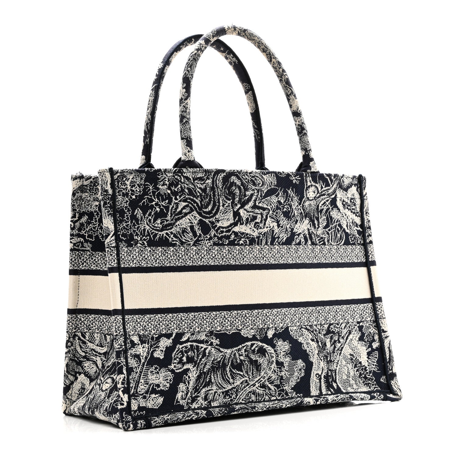 Christian Dior Canvas Embroidered Medium Dioriviera Toile De Jouy Reverse Book Tote Blue 3 of 9