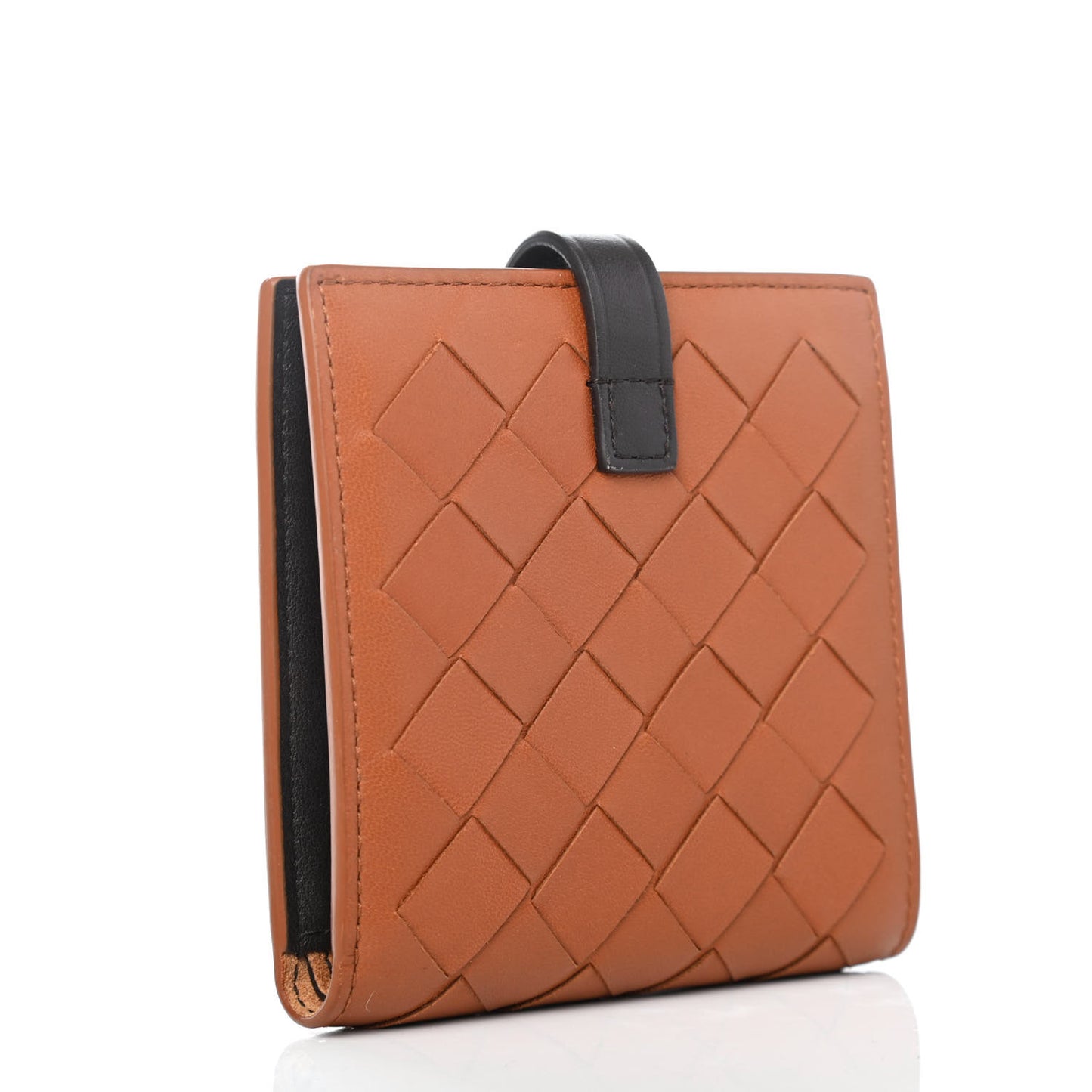 Nappa Intrecciato Bi-Color Mini French Wallet Black