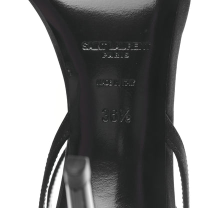Saint Laurent Silk Embellished Sandals 36.5 Black 5 of 7