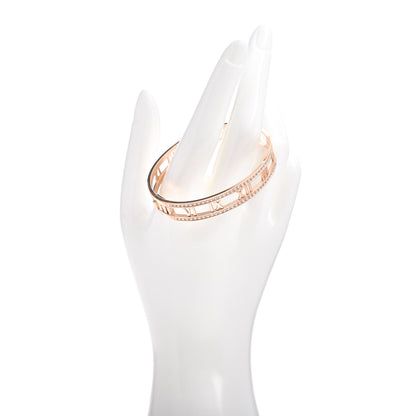 Tiffany 18K Rose Gold Diamond Atlas Open Hinged Bangle Bracelet 2 of 4