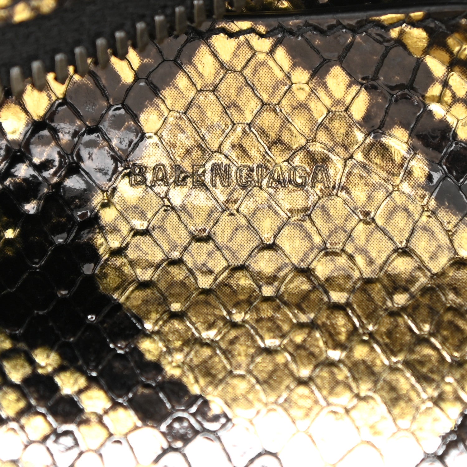 Balenciaga Grained Calfskin Snake Effect Neo Classic Silver Hardware Mini City Gold Black 6 of 8