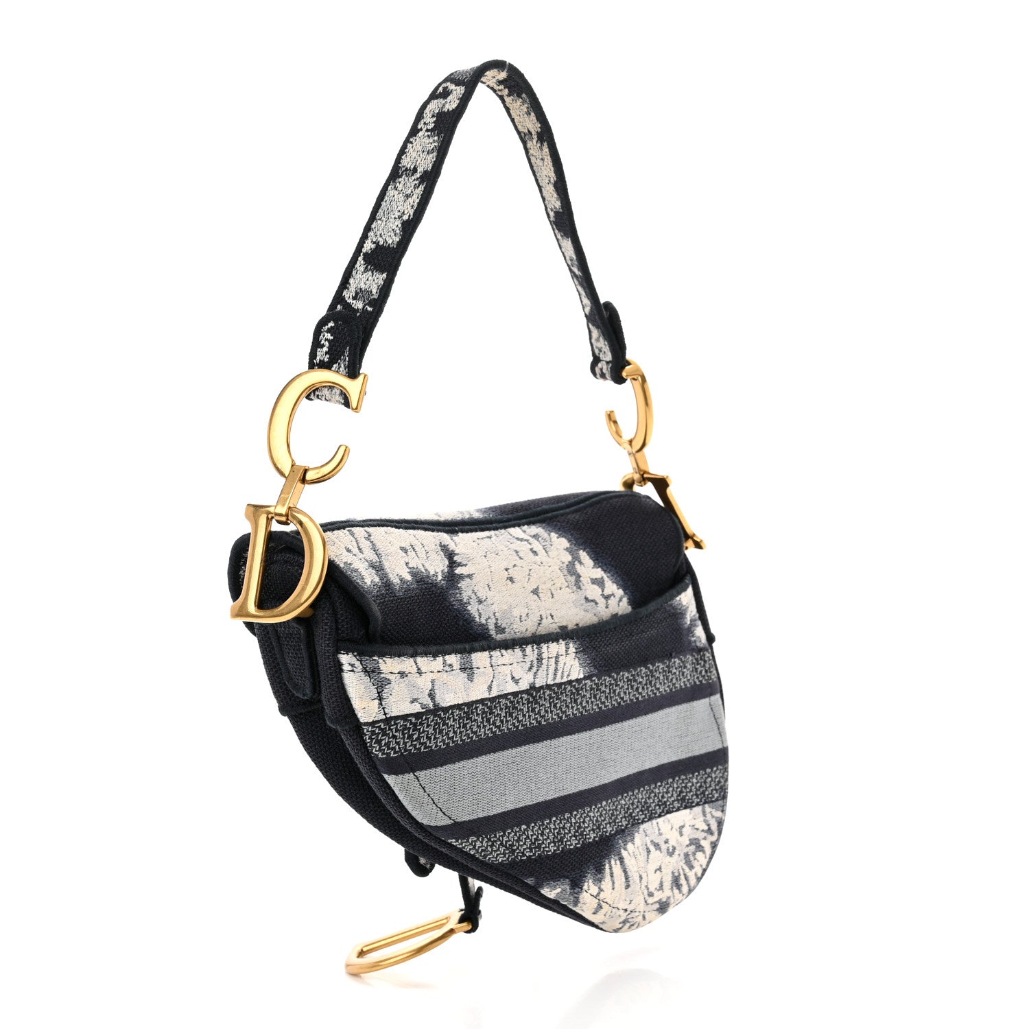 Christian Dior Canvas Embroidered Tie Dye Saddle Bag Blue Multicolor 3 of 12