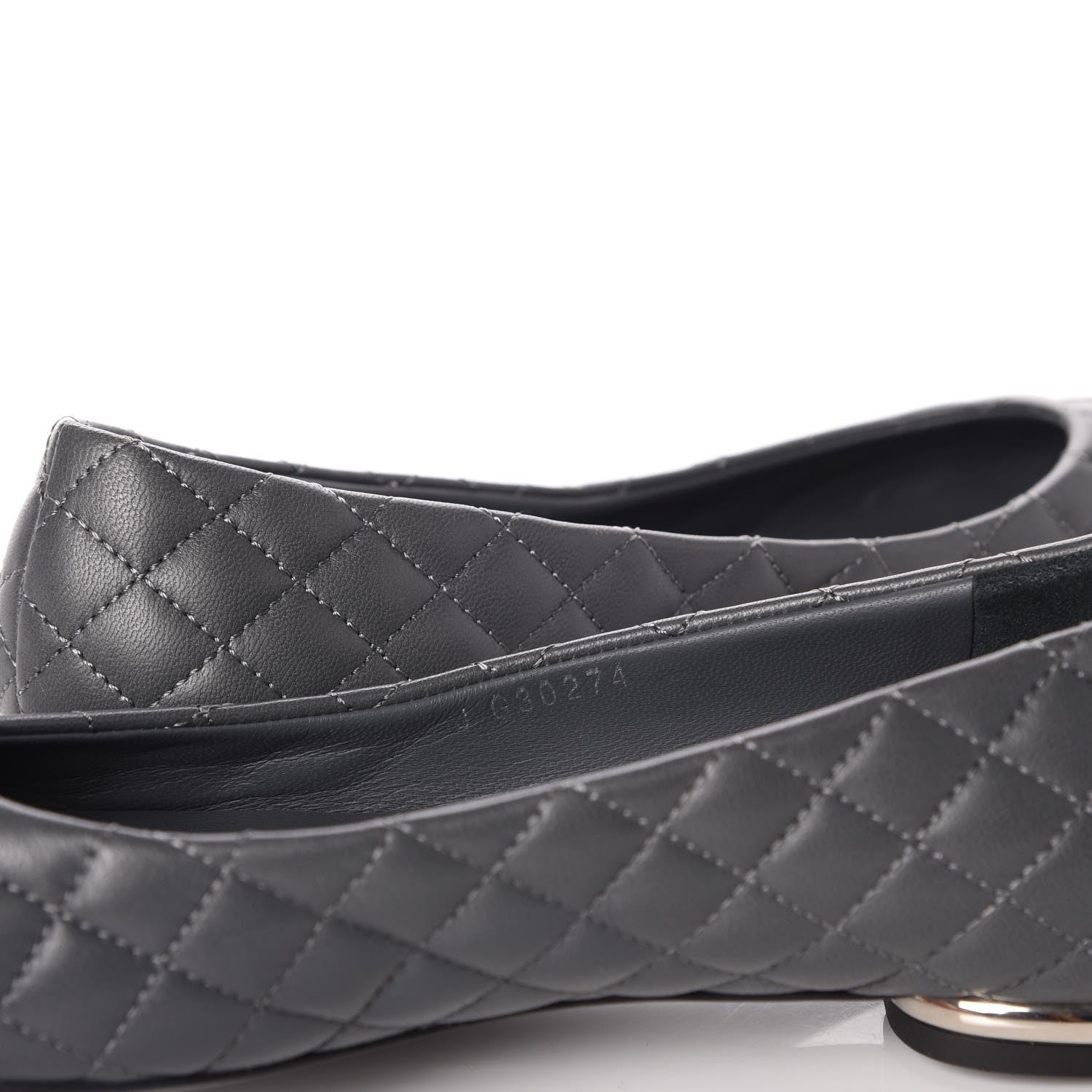 Chanel Lambskin Quilted CC Cap Toe Ballerina Flats 36 Grey Black 9 of 12