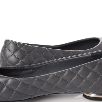 Chanel Lambskin Quilted CC Cap Toe Ballerina Flats 36 Grey Black 9 of 12