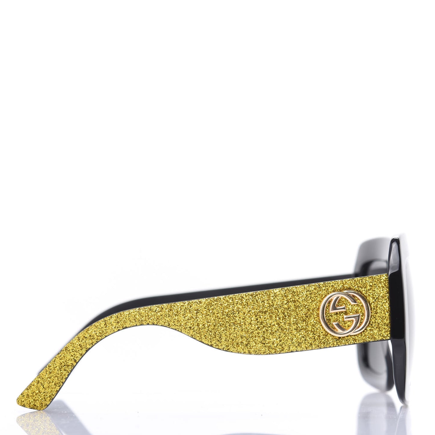 Square Frame GG0102S Sunglasses Glitter Gold
