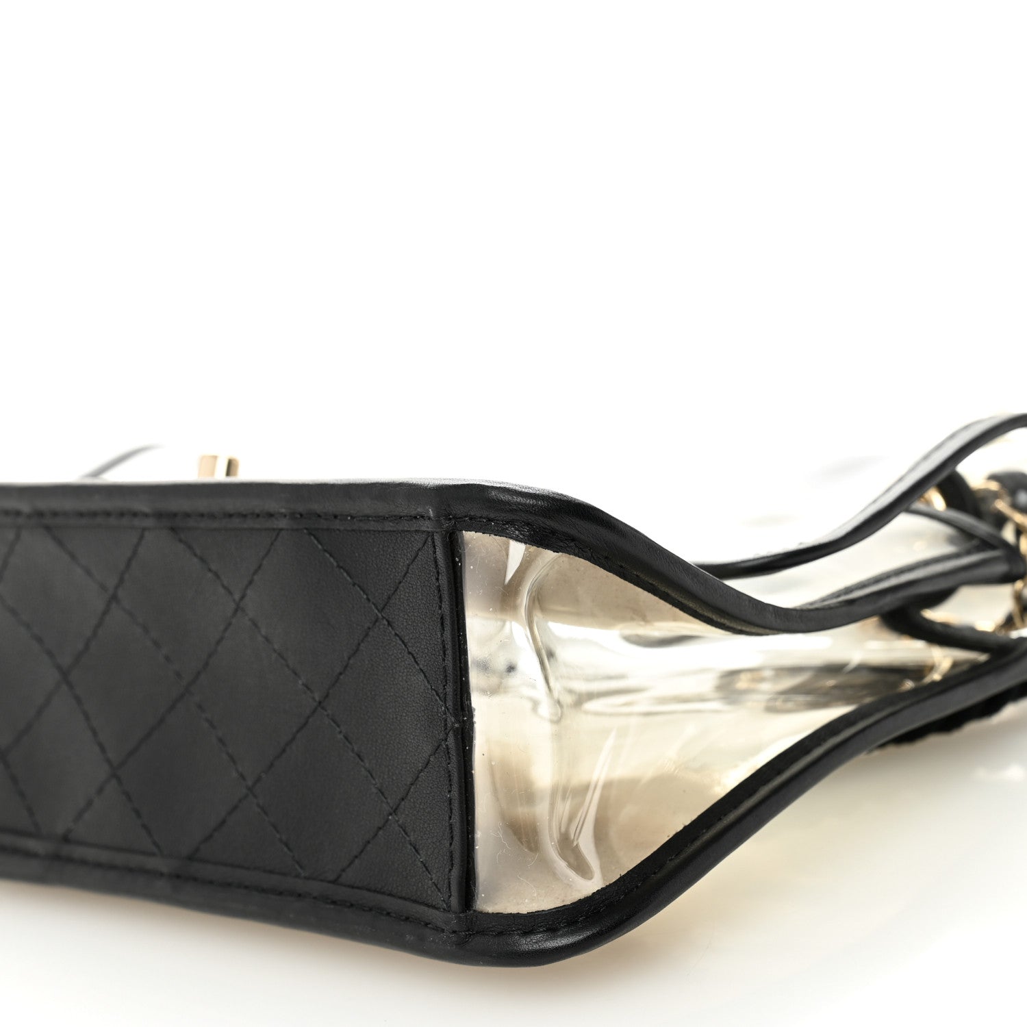 Chanel Lambskin PVC Sand By The Sea Flap With Pearl Strap Black