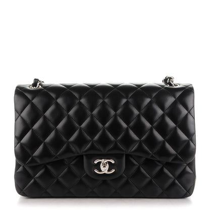 Chanel Lambskin Quilted Jumbo Double Flap Black 1 of 8