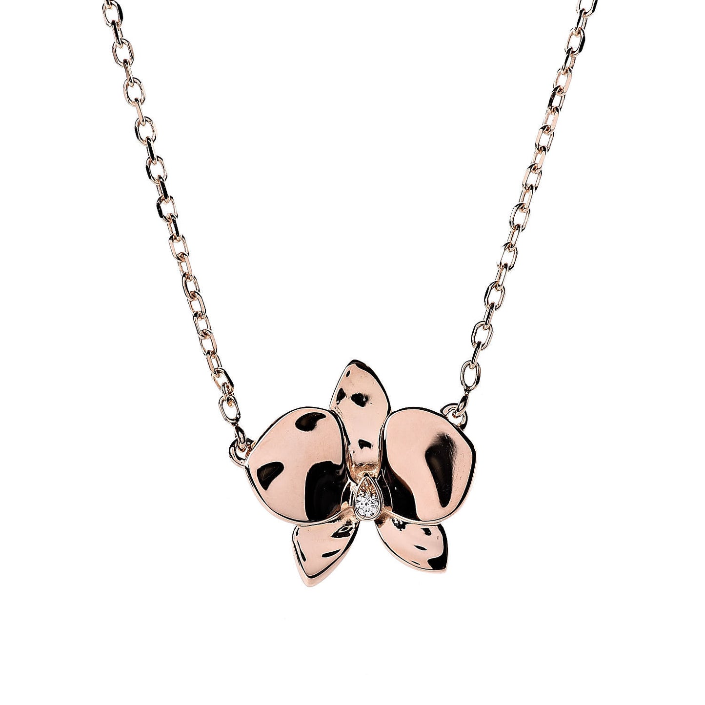 18K Pink Gold Diamond Caresse D'Orchidees Par Necklace