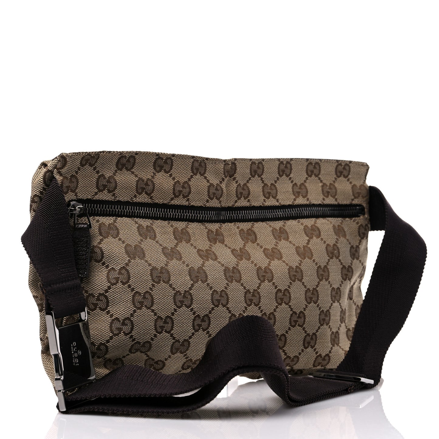 GG Monogram Double Pocket Belt Bag Dark Brown