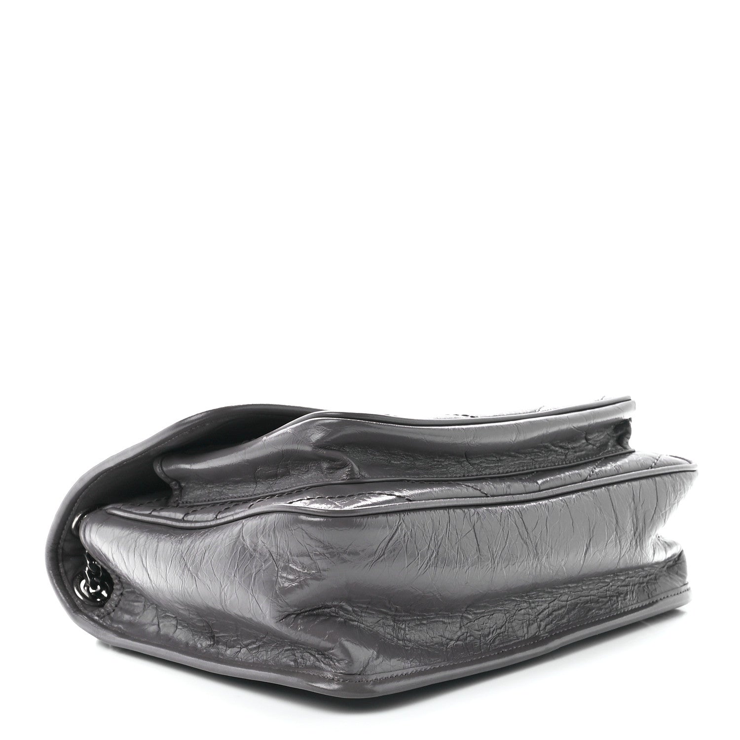 Saint Laurent Crinkled Calfskin Matelasse Monogram Medium Niki Chain Satchel Fog 4 of 12