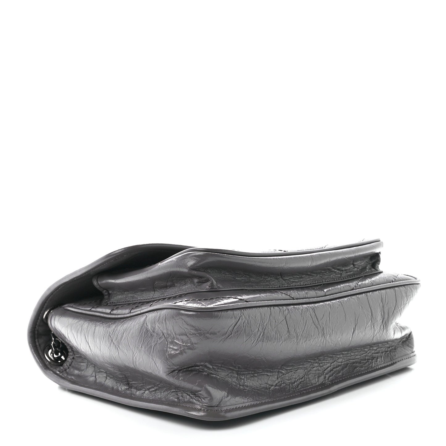 Crinkled Calfskin Matelasse Monogram Medium Niki Chain Satchel Fog
