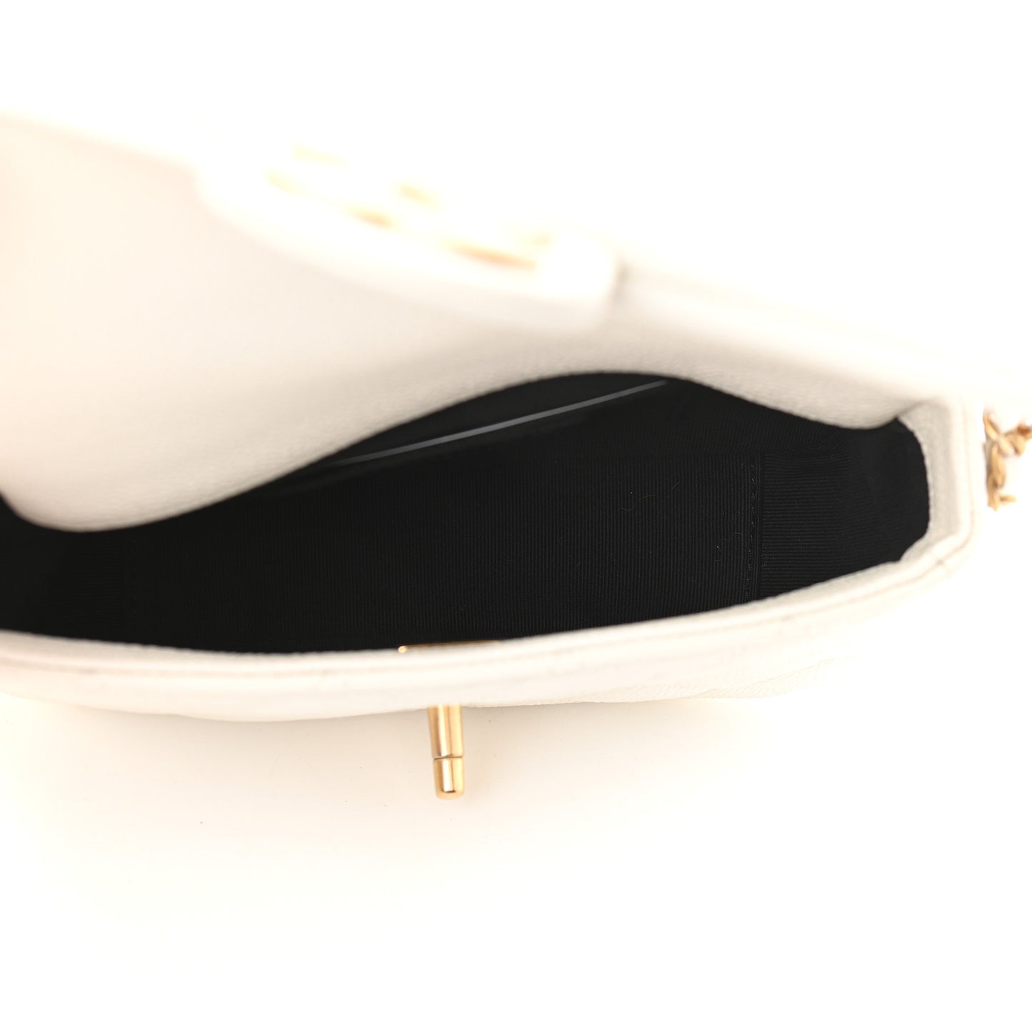 Caviar Quilted Mini Chain Soul Flap White