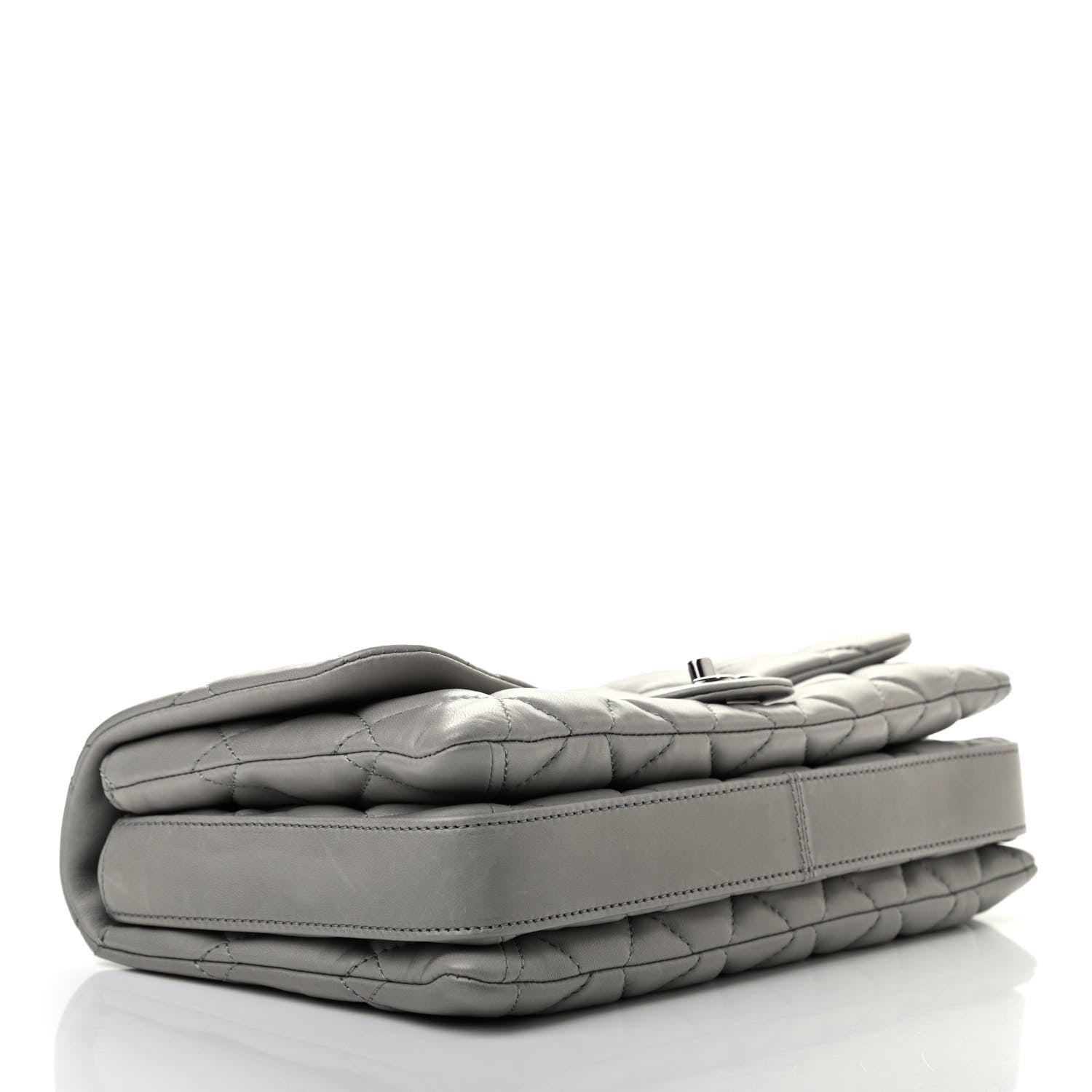 Chanel Lambskin Quilted Jumbo Chanel 3 Flap Light Grey 3 of 9