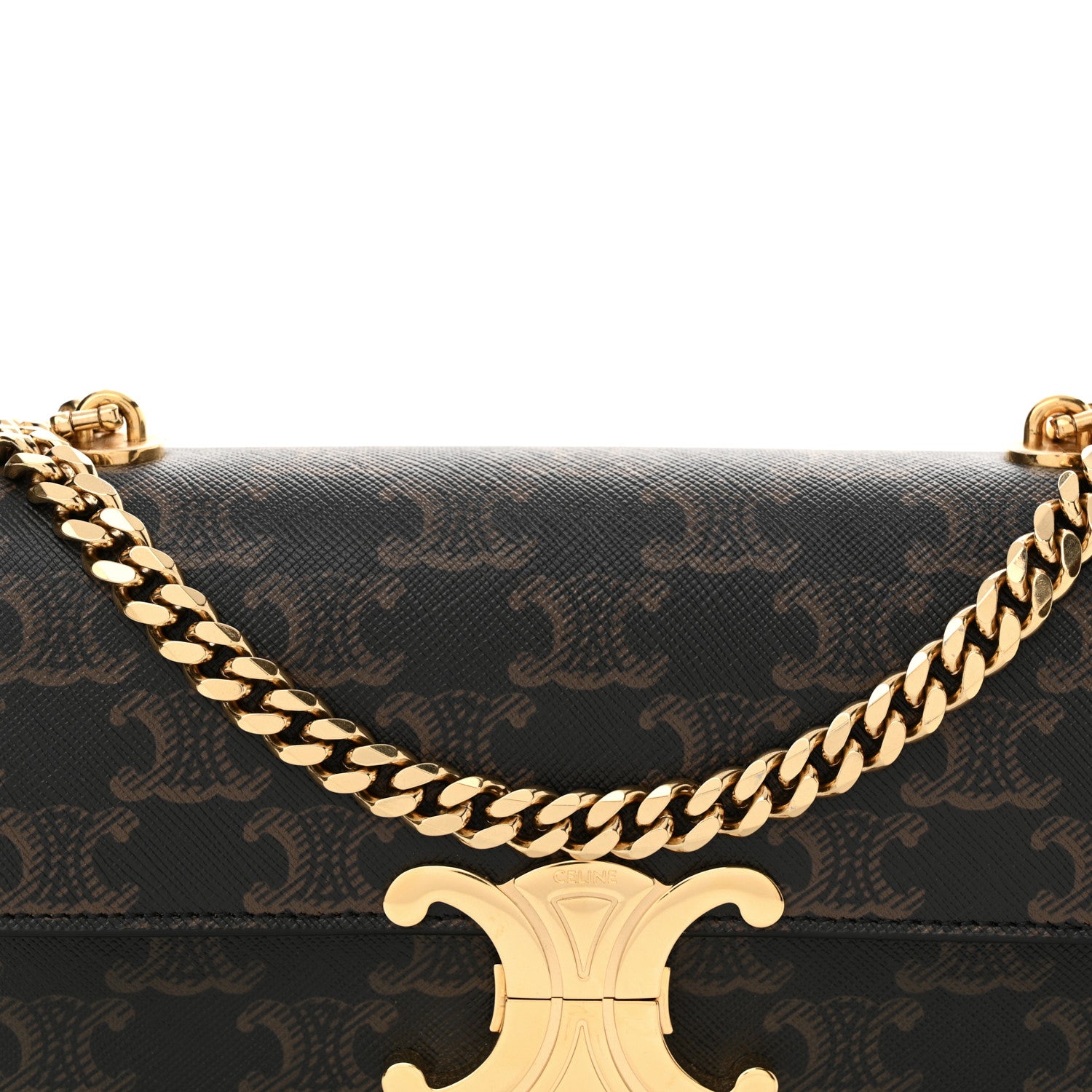 Celine Triomphe Canvas Chain Shoulder Bag Tan 8 of 12