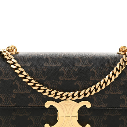 Celine Triomphe Canvas Chain Shoulder Bag Tan 8 of 12