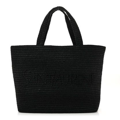 Saint Laurent Raffia Logo Tote Black 1 of 11