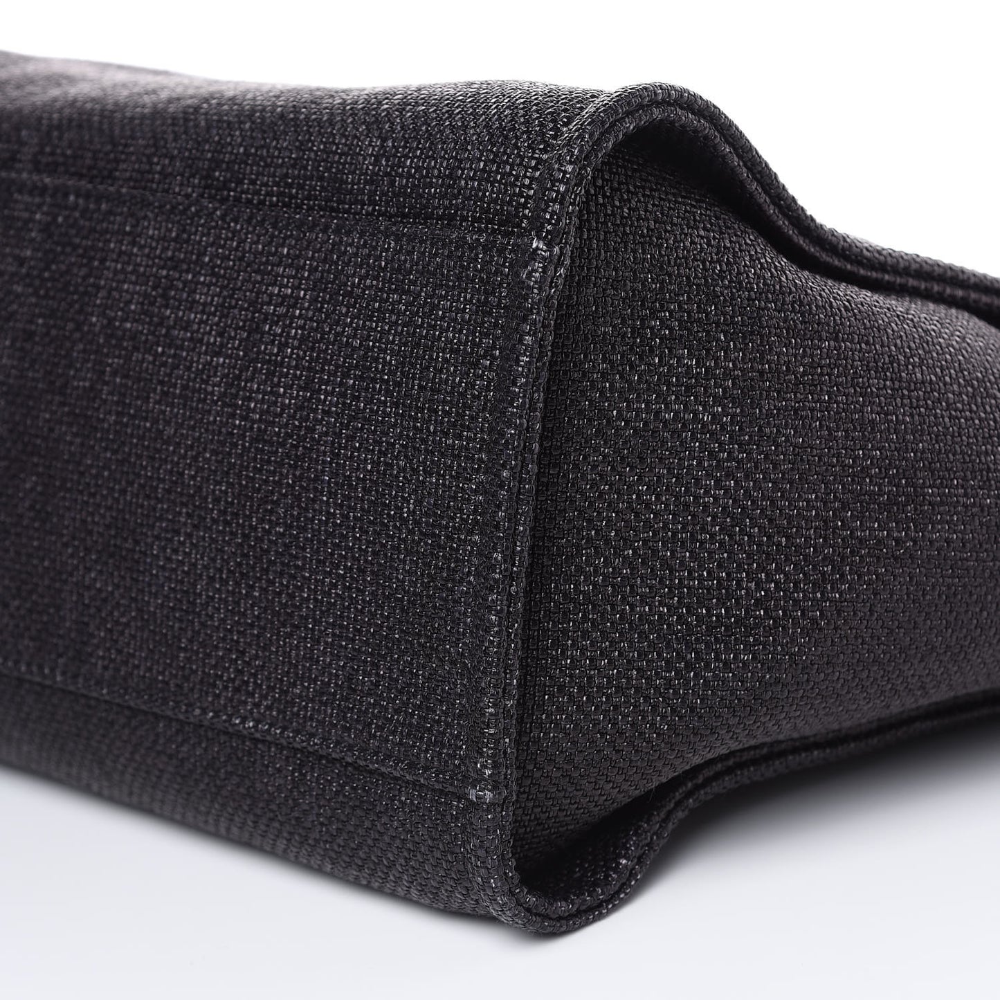 Woven Straw Raffia Large Deauville Tote Black