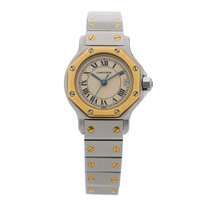 Cartier Stainless Steel 18K Yellow Gold 25mm Santos Octagon Quartz Watch 1 of 4