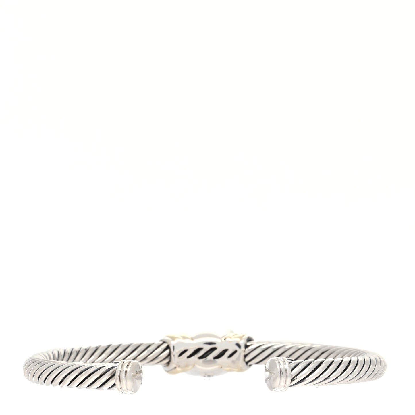 Sterling Silver 14K Yellow Gold Black Onyx 5mm Noblesse Cable Bracelet
