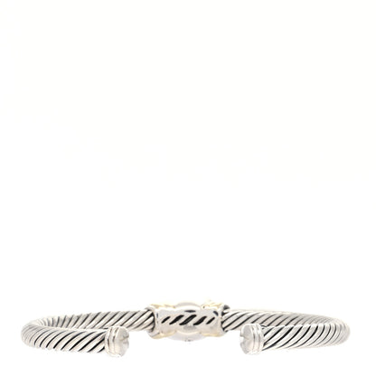David Yurman Sterling Silver 14K Yellow Gold Black Onyx 5mm Noblesse Cable Bracelet 2 of 4