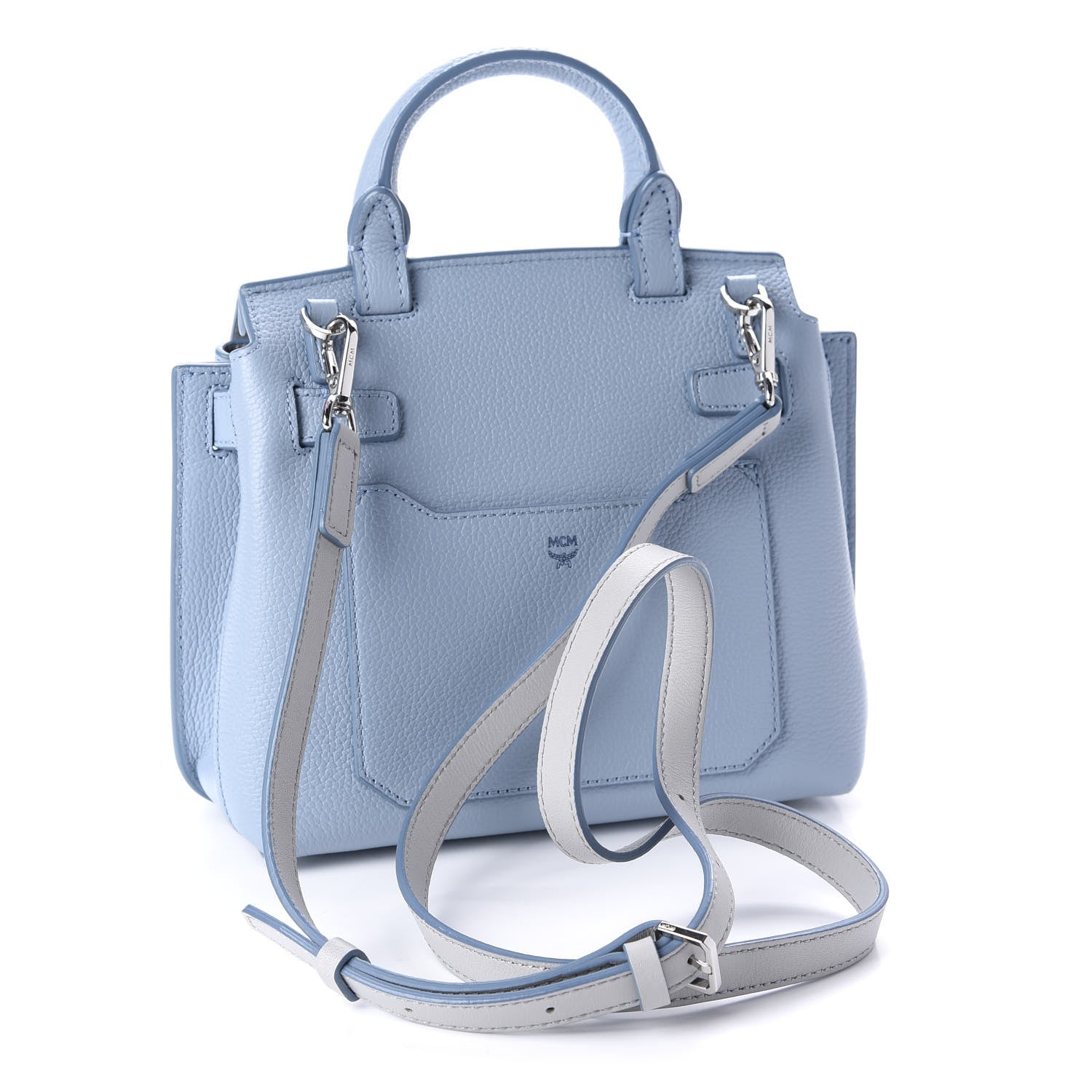 MCM Grained Calfskin Small Milla Crossbody Sky Blue 3 of 8