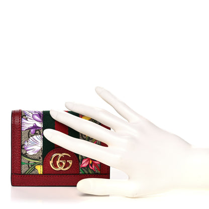 Gucci GG Supreme Monogram Flora Web Ophidia Card Case Red 2 of 12