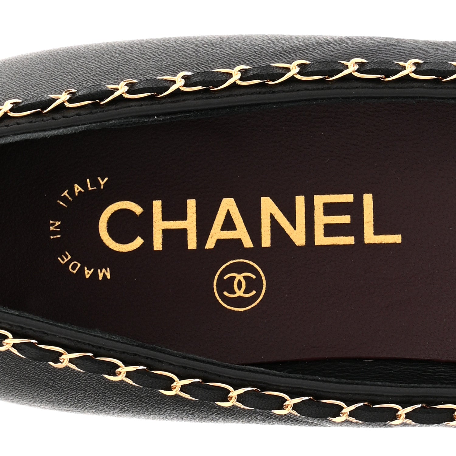 Chanel Lambskin Patent Cap Toe Chain Around Ballerina Flats 36 Black 8 of 10