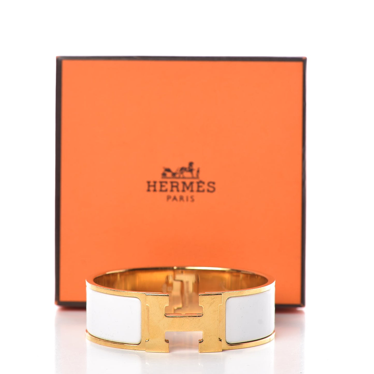 Enamel Wide Clic Clac H Bracelet GM White