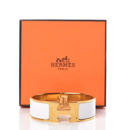 Hermes Enamel Wide Clic Clac H Bracelet GM White 5 of 5