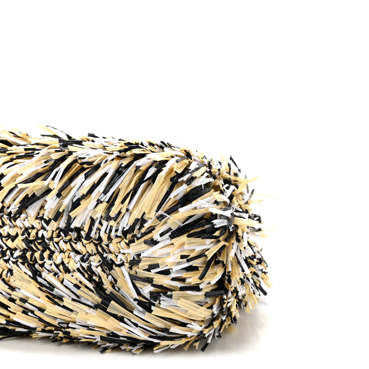 Raffia Fringe Nano Kelly Shopper Yellow Beige Black